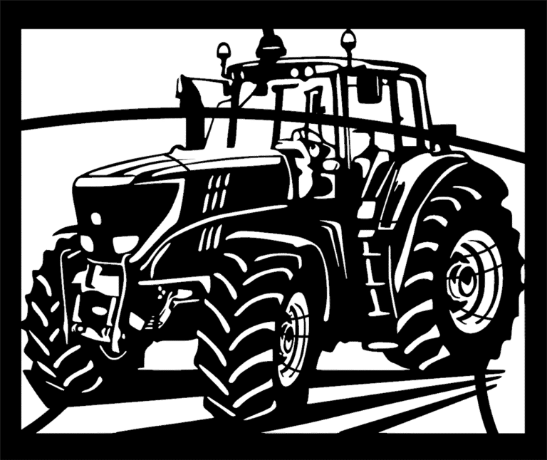 Panel Ogrodzeniowy Metalowy – Wzór "1087" – Motyw Traktor / Ciągnik – Na Wymiar