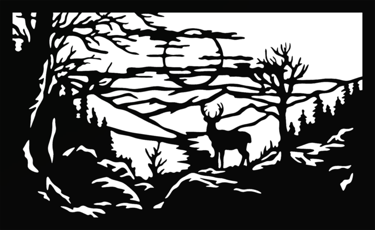 Panel Ogrodzeniowy Ażurowy Metalowy - Motyw Jelenia i Lasu - Wzór "2029" - Cięcie Laserowe na Wymiar